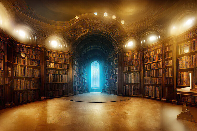 The magical library from The Whispering Books